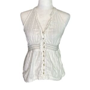 American Rag white halter top t strap back silver embellishment size s small